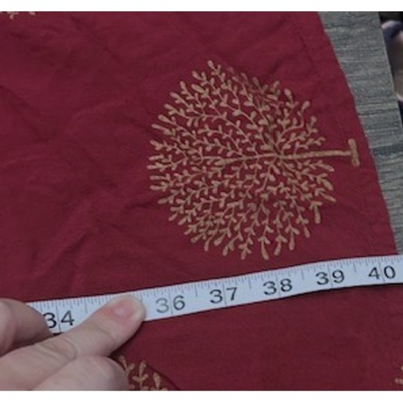 Autumn Midi Dress XS Burgundy Gold Tree Print Fall Modest Boho Cottagecore Artsy - Picture 6 of 14